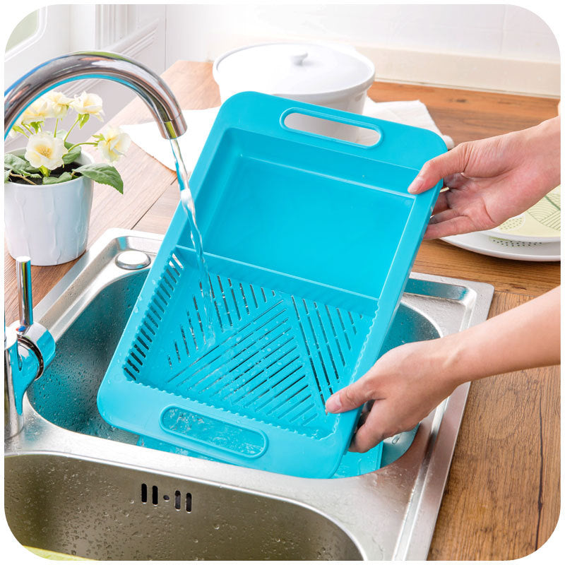 2-in-1 Cutting Board and Sink Strainer Basket