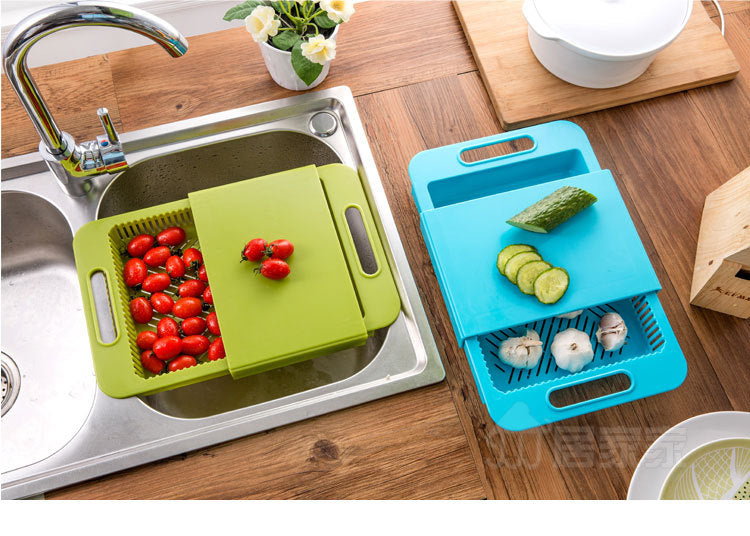2-in-1 Cutting Board and Sink Strainer Basket