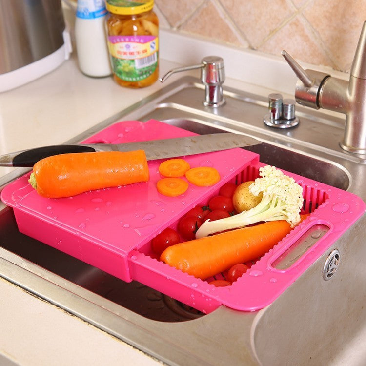 2-in-1 Cutting Board and Sink Strainer Basket