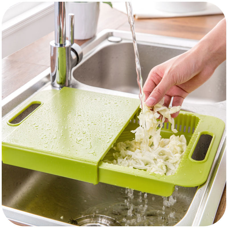 2-in-1 Cutting Board and Sink Strainer Basket