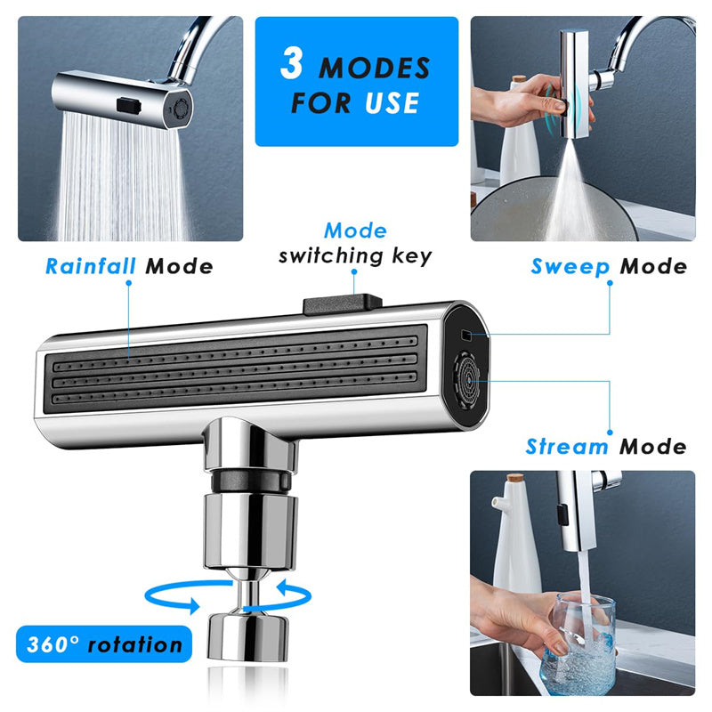 Splash-Proof Rotating Faucet Head — Two Modes, One Click
