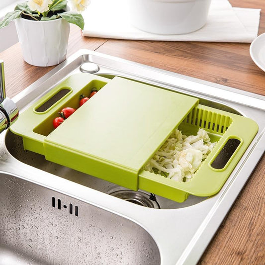 2-in-1 Cutting Board and Sink Strainer Basket