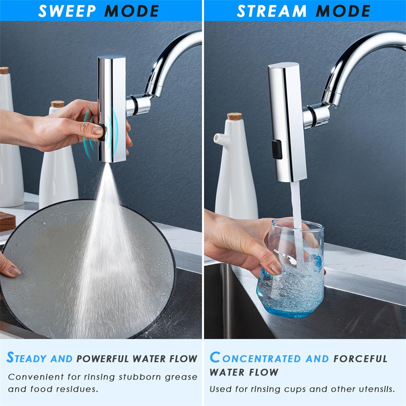 Splash-Proof Rotating Faucet Head — Two Modes, One Click