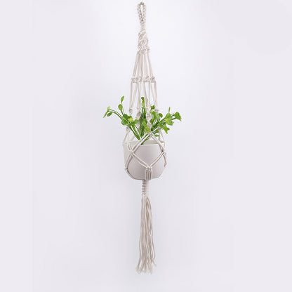4 Pack - Macrame Plant Hangers & Shelf