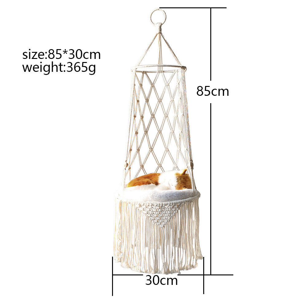 Macrame Pet Hammock — Snug Swing for Stylish Homes